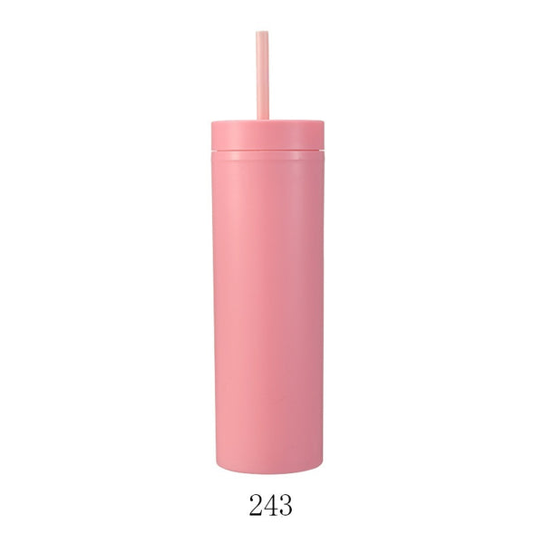 Double-Layer Plastic 16oz Straw Cup