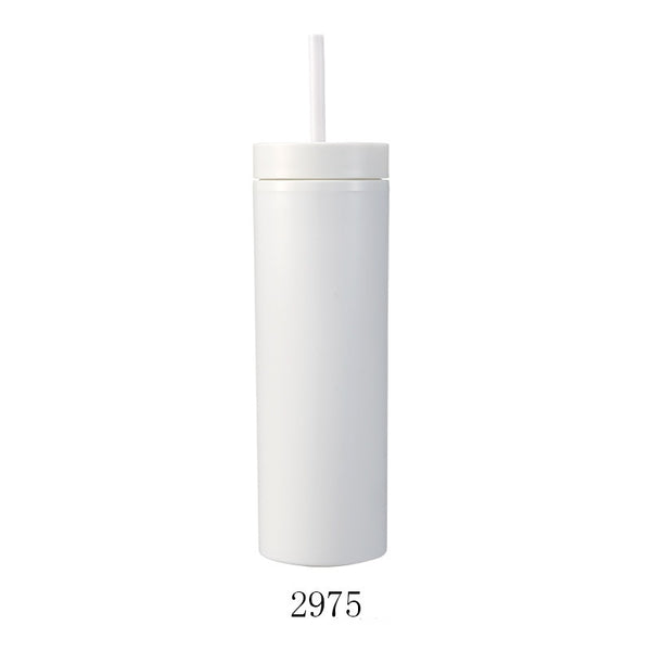 Double-Layer Plastic 16oz Straw Cup