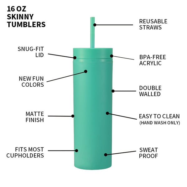 Double-Layer Plastic 16oz Straw Cup