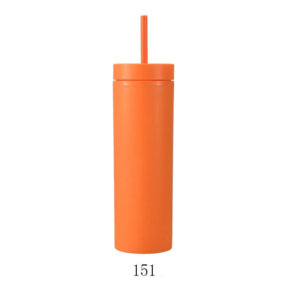 Double-Layer Plastic 16oz Straw Cup