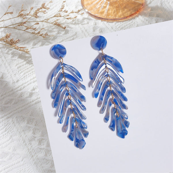 Acrylic Long Leaf Earrings