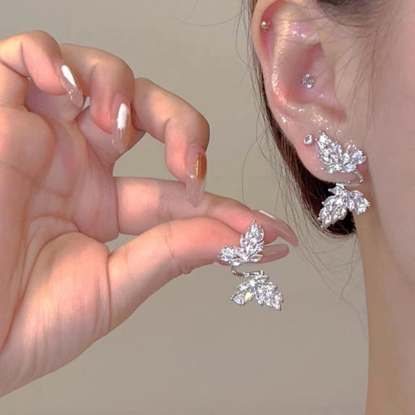 Diamond-Studded Butterfly Earrings