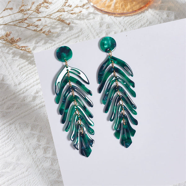 Acrylic Long Leaf Earrings