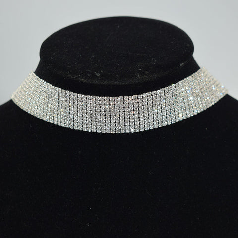 10 Rows Diamante Choker