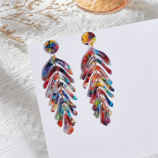 Acrylic Long Leaf Earrings