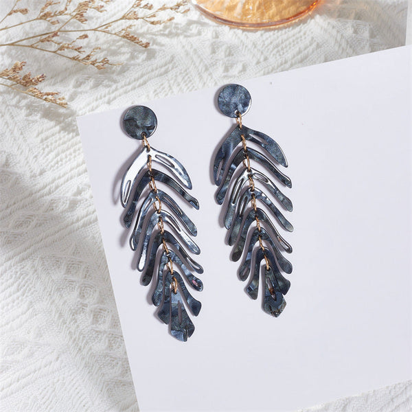 Acrylic Long Leaf Earrings