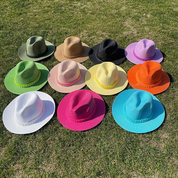 Colored Chain Straw Sun Hat