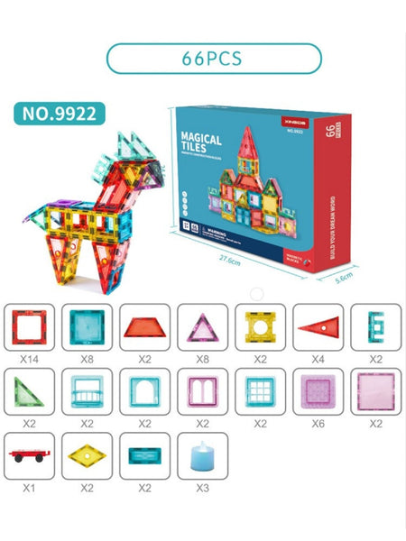 66 Pcs Magnetic Tiles Toy