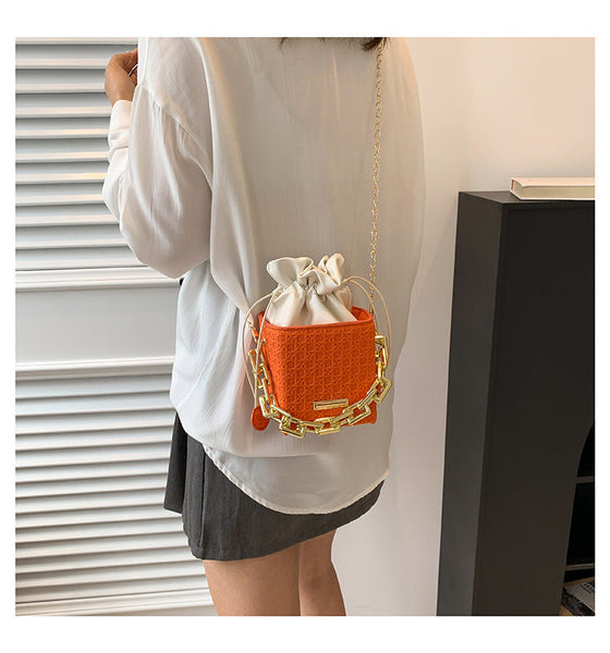 Drawstring Square Bucket Bag