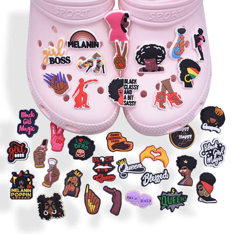 Black Power Crocs Charms