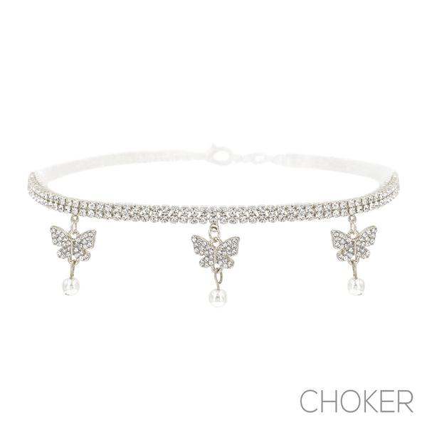 3 Butterfly Pearl Choker