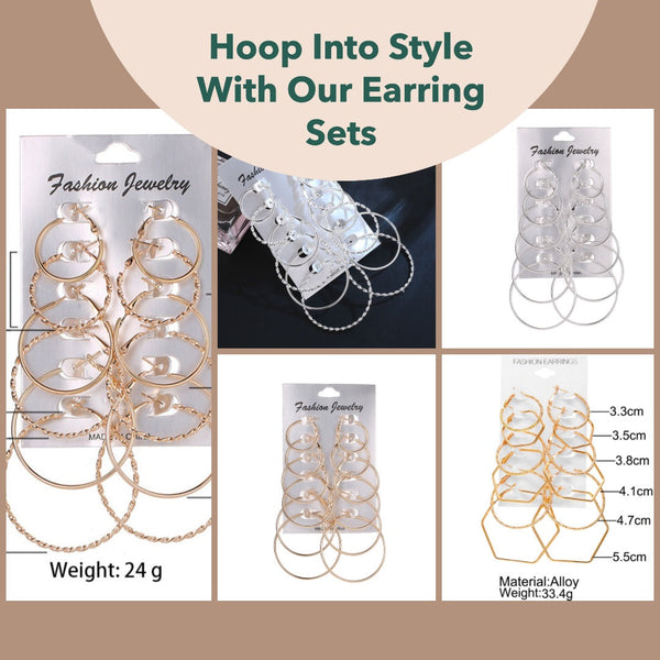 6 Pairs Hoop Earring Sets