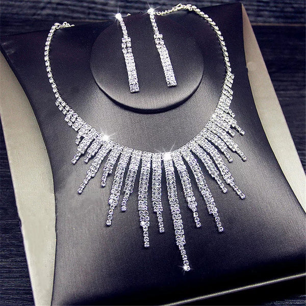 Ladies Diamond Chain and Earring Set