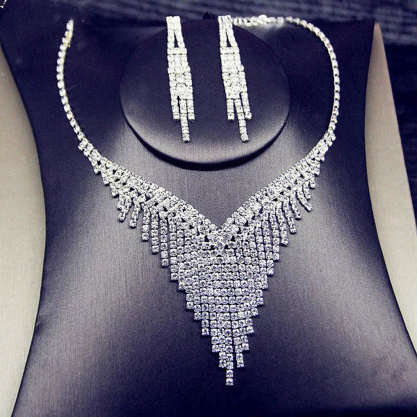 Ladies Diamond Chain and Earring Set