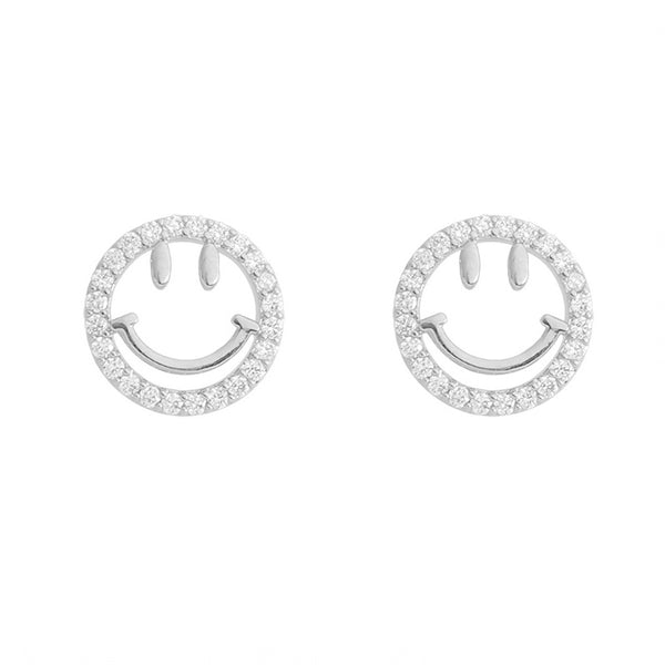 Round Smiley Face Stud Earrings