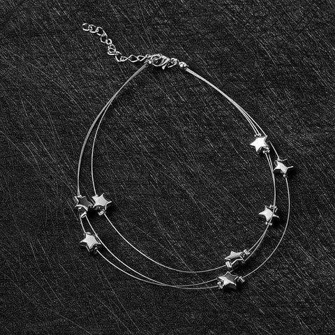 Multilayer Silver Star Necklace