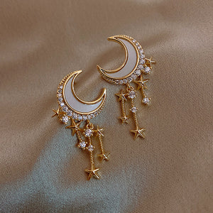 Star Moon Dangle Stud Earrings