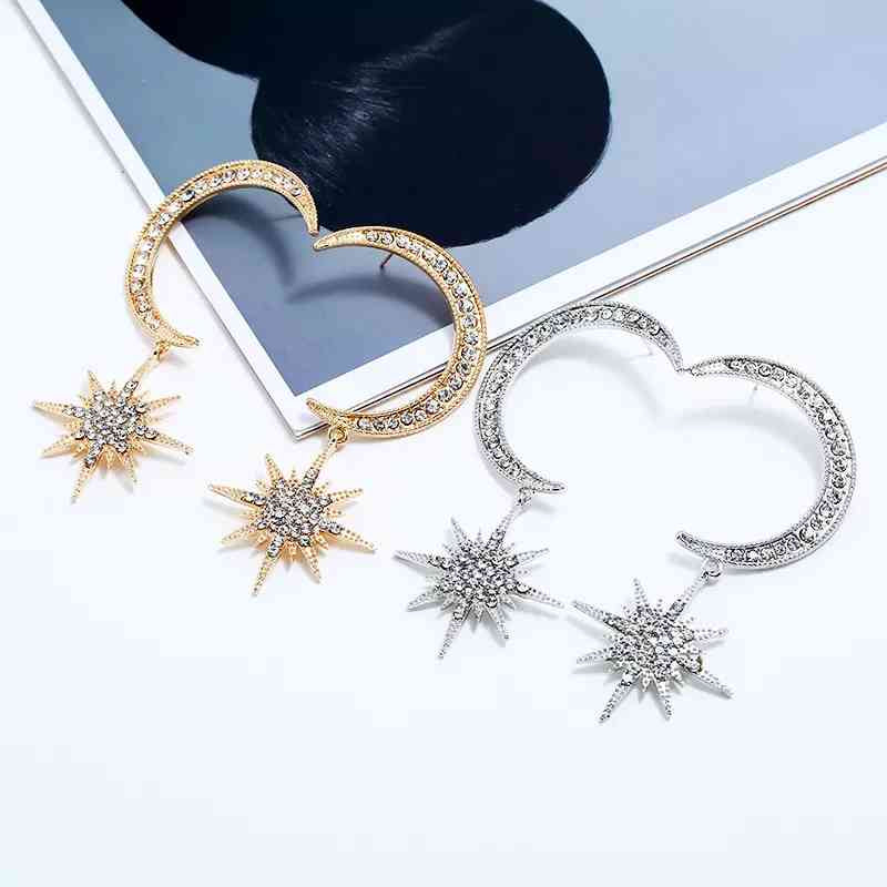 Hipster Star Moon Crystal Earrings