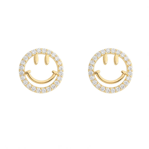 Round Smiley Face Stud Earrings