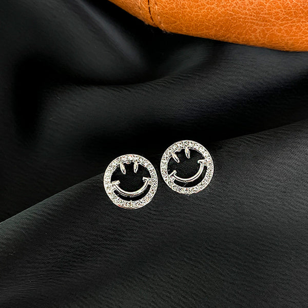 Round Smiley Face Stud Earrings