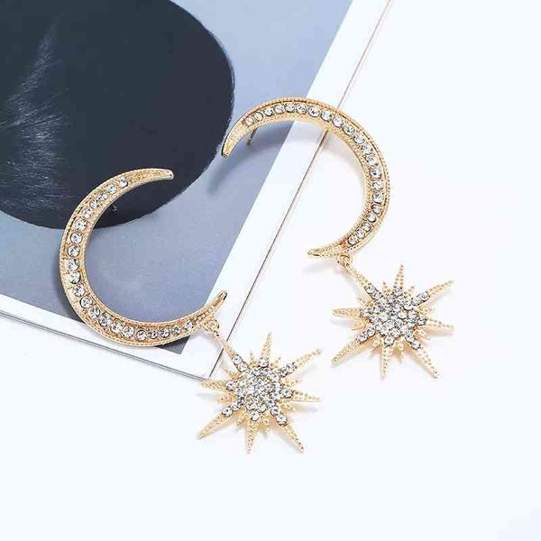 Hipster Star Moon Crystal Earrings