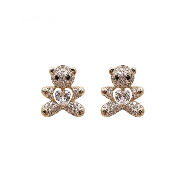 Small Crystal Bear Earrings