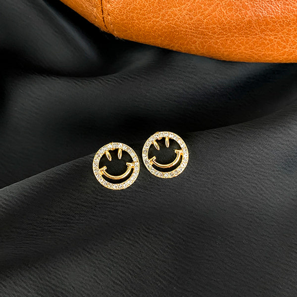 Round Smiley Face Stud Earrings