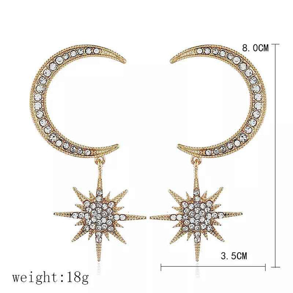 Hipster Star Moon Crystal Earrings