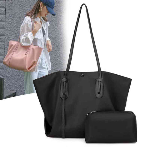 Nylon Canvas Shoulder Bag With Cosmectic Bag