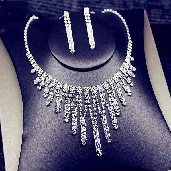 Ladies Diamond Chain and Earring Set