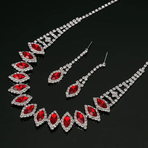 Silver Plated Rhinestones Necklace And Earrings