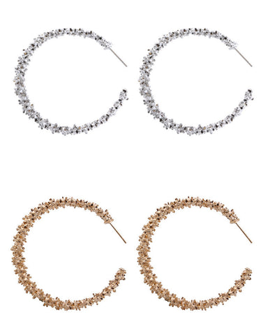 Open Textured Round Hoop Earrings