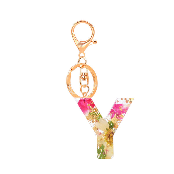 Petals Resin Initial Key Chain