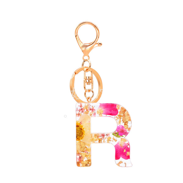 Petals Resin Initial Key Chain