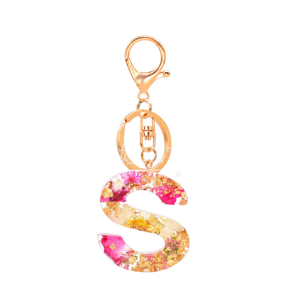 Petals Resin Initial Key Chain