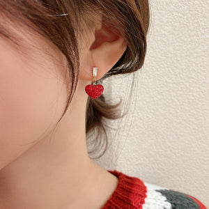 Red Dangling Heart Earrings