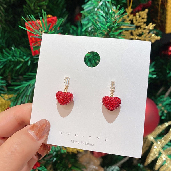 Red Dangling Heart Earrings