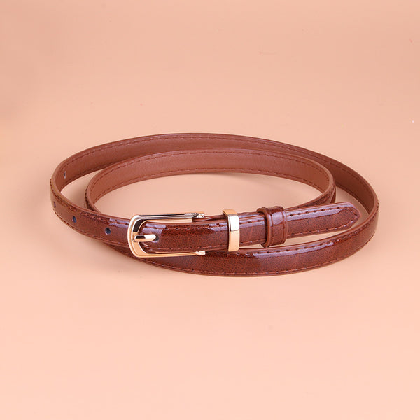 Thin Glossy PU Leather Belt