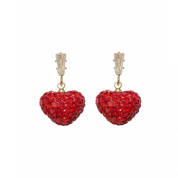 Red Dangling Heart Earrings