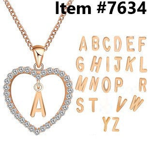 Rose Gold Initial Heart Necklace