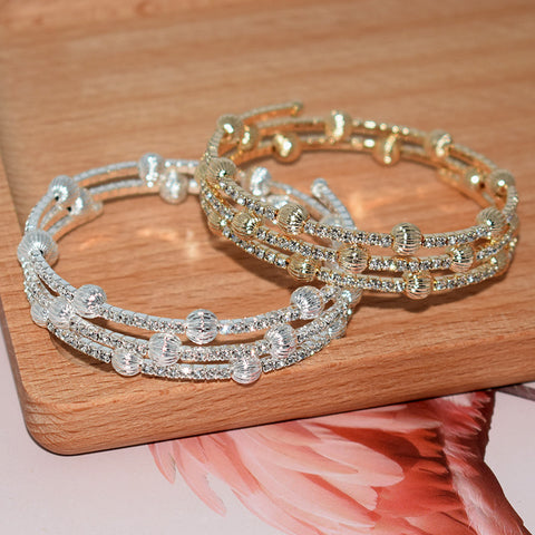 Rhinestone Metal Ball Multi-Layer Bracelet