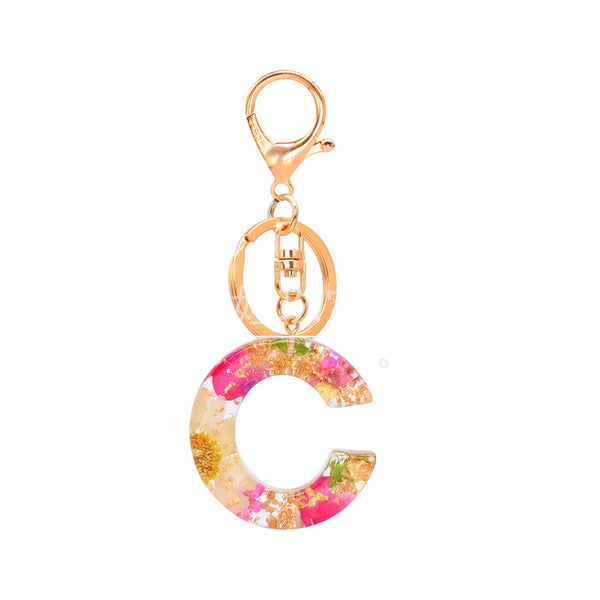 Petals Resin Initial Key Chain