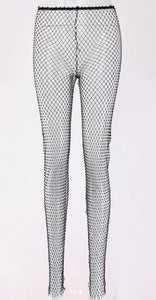 Rhinestones Sheer Mesh Pants