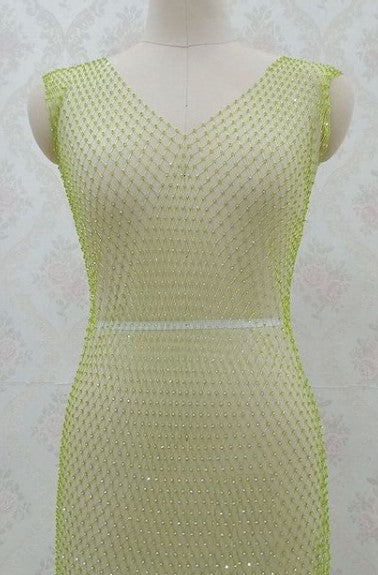 Rhinestones Sheer Mesh Dress