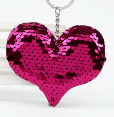 Heart Flip Sequins Keychains