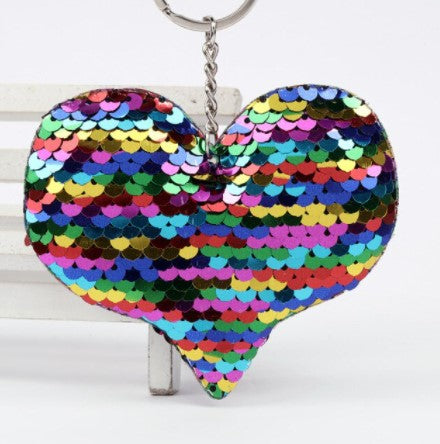 Heart Flip Sequins Keychains