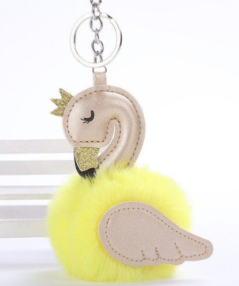 Swan Fur Ball Keychains