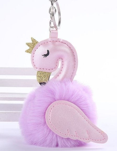 Swan Fur Ball Keychains