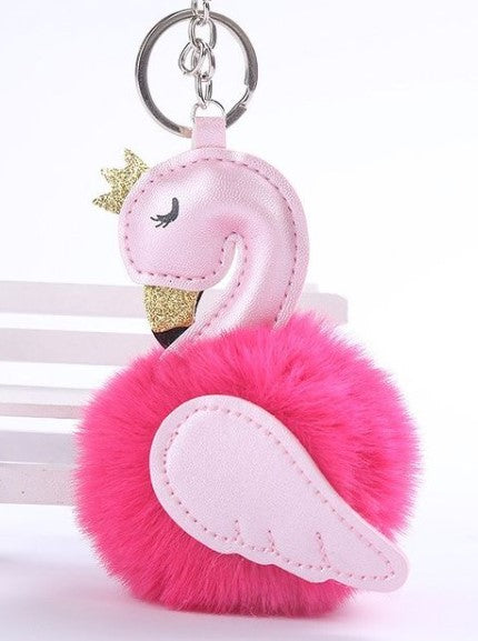 Swan Fur Ball Keychains