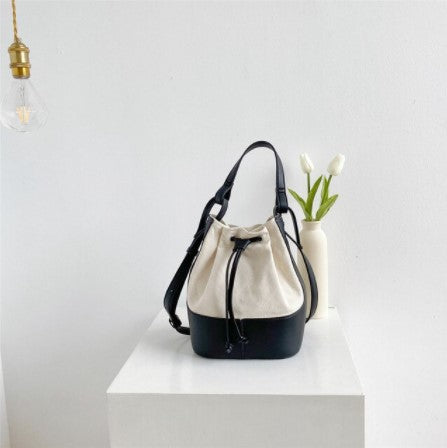 Large Drawstring Canvas Bucket Handbag